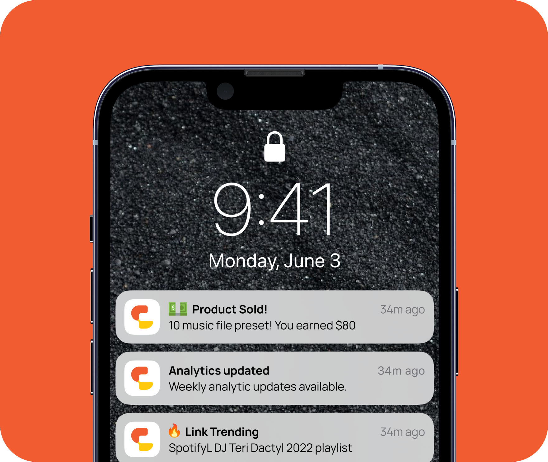 Graphic displaying Clak notifications on smartphone